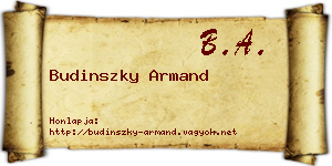 Budinszky Armand névjegykártya